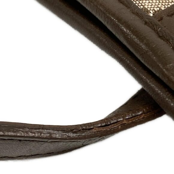 Auth GUCCI - 14057 Dark Brown Beige Jacquard Leather Handbag - Picture 14 of 16